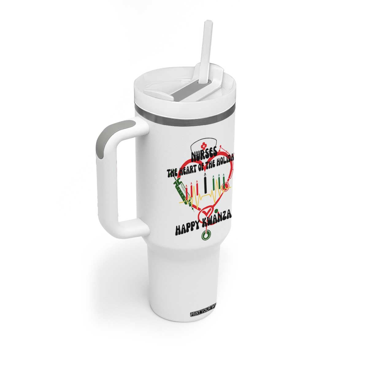 Nurses The Heart Of The Holiday Tumbler With Handle Kwanzaa Celebration Gift TS12 Print Your Wear