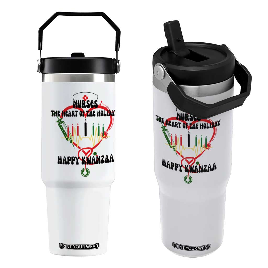 Nurses The Heart Of The Holiday Flip Straw Tumbler Kwanzaa Celebration Gift TS12 One Size: 30 oz White Print Your Wear