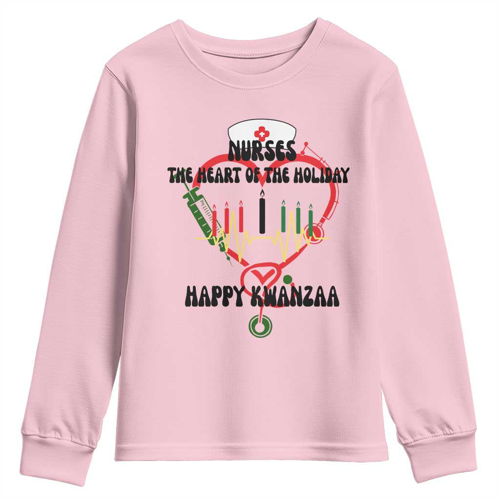 Nurses The Heart Of The Holiday Youth Sweatshirt Kwanzaa Celebration Gift TS12 Light Pink Print Your Wear