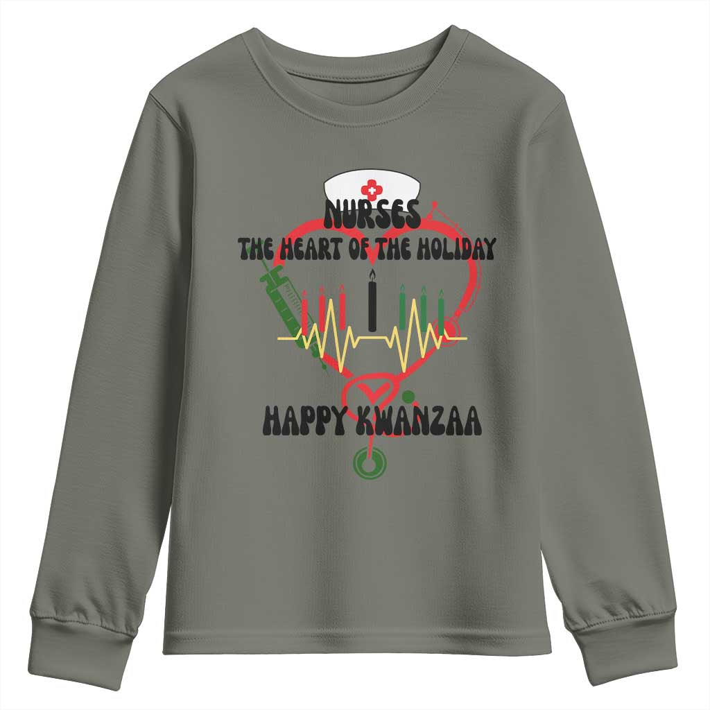 Nurses The Heart Of The Holiday Youth Sweatshirt Kwanzaa Celebration Gift TS12 Military Green Print Your Wear