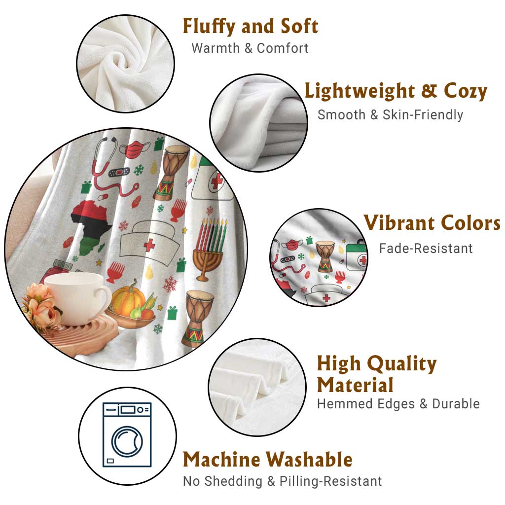 Happy Kwanzaa Nurse Pride Throw Blanket African Culture Holiday Gift - Print Your Wear