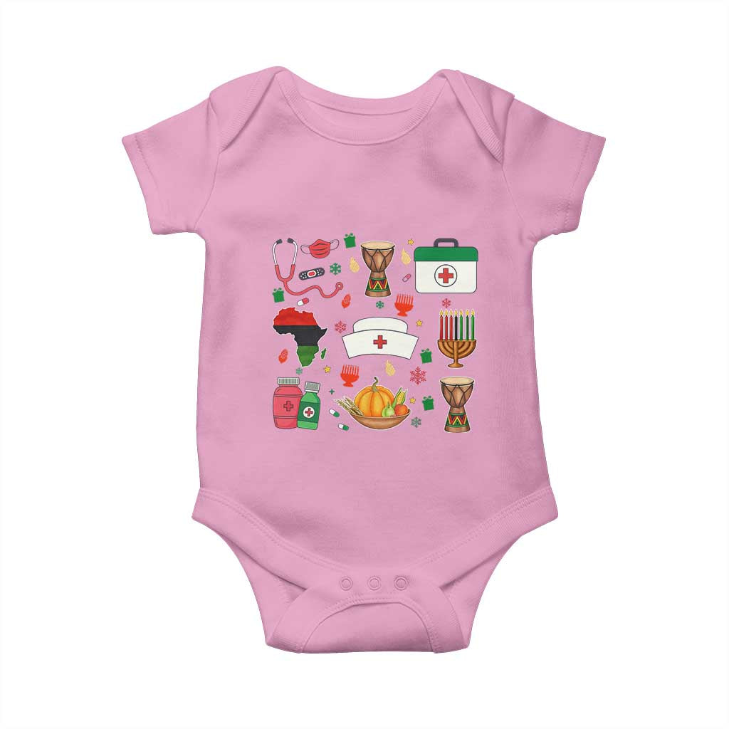 Happy Kwanzaa Nurse Pride Baby Onesie African Culture Holiday Gift TS12 Light Pink Print Your Wear