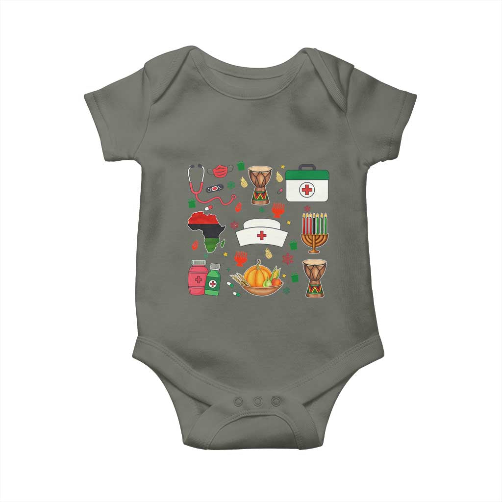 Happy Kwanzaa Nurse Pride Baby Onesie African Culture Holiday Gift TS12 Military Green Print Your Wear