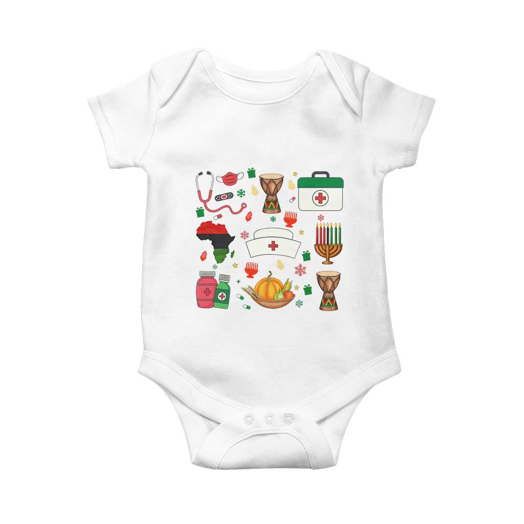 Happy Kwanzaa Nurse Pride Baby Onesie African Culture Holiday Gift TS12 White Print Your Wear