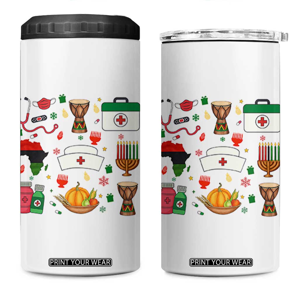 Happy Kwanzaa Nurse Pride 4 in 1 Can Cooler Tumbler African Culture Holiday Gift - Print Your Wear