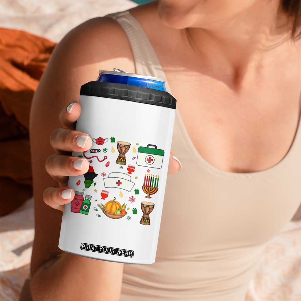 Happy Kwanzaa Nurse Pride 4 in 1 Can Cooler Tumbler African Culture Holiday Gift - Print Your Wear