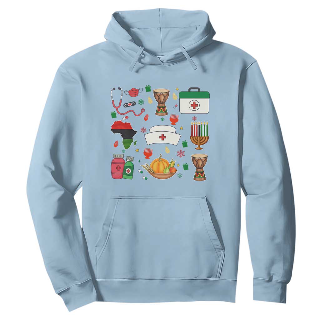 Happy Kwanzaa Nurse Pride Hoodie African Culture Holiday Gift TS12 Light Blue Print Your Wear