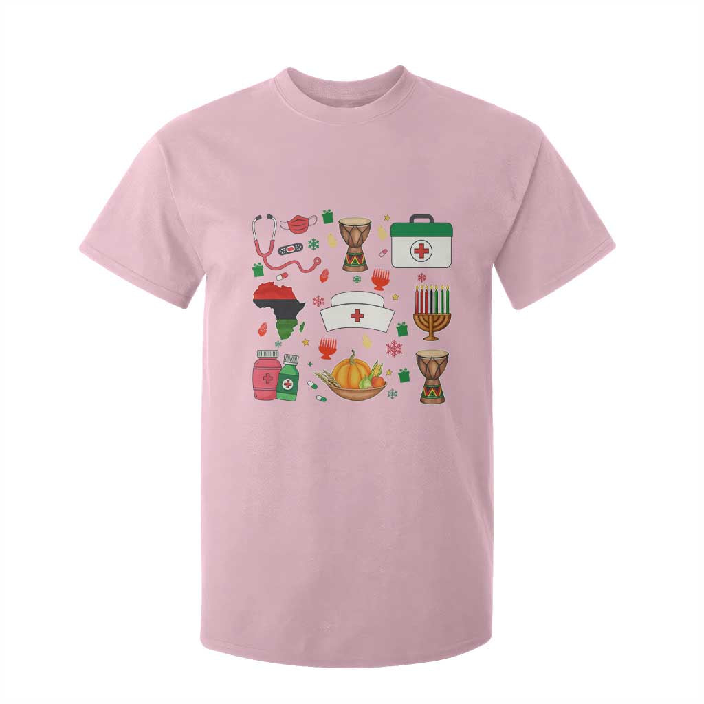 Happy Kwanzaa Nurse Pride T Shirt For Kid African Culture Holiday Gift TS12 Light Pink Print Your Wear
