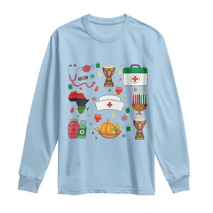 Happy Kwanzaa Nurse Pride Long Sleeve Shirt African Culture Holiday Gift TS12 Light Blue Print Your Wear