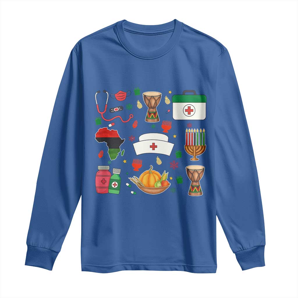 Happy Kwanzaa Nurse Pride Long Sleeve Shirt African Culture Holiday Gift TS12 Royal Blue Print Your Wear