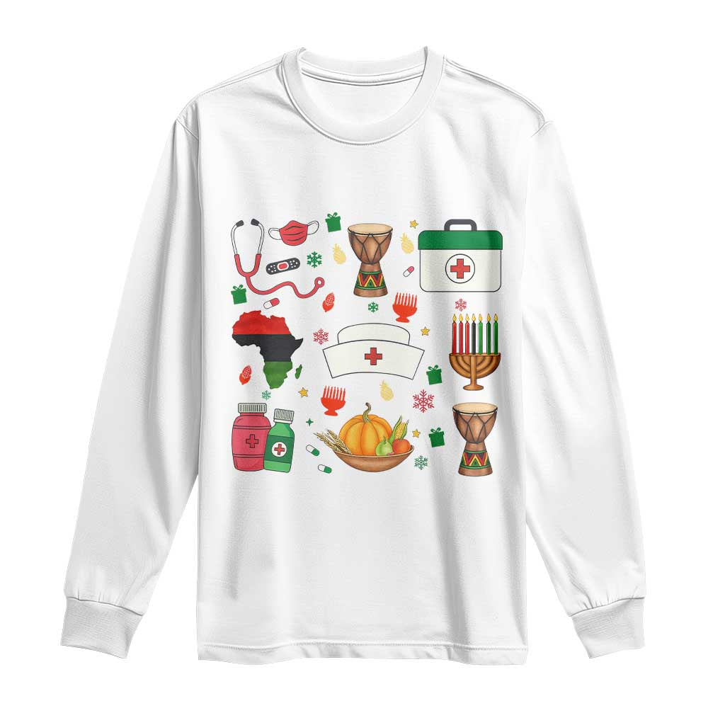 Happy Kwanzaa Nurse Pride Long Sleeve Shirt African Culture Holiday Gift TS12 White Print Your Wear