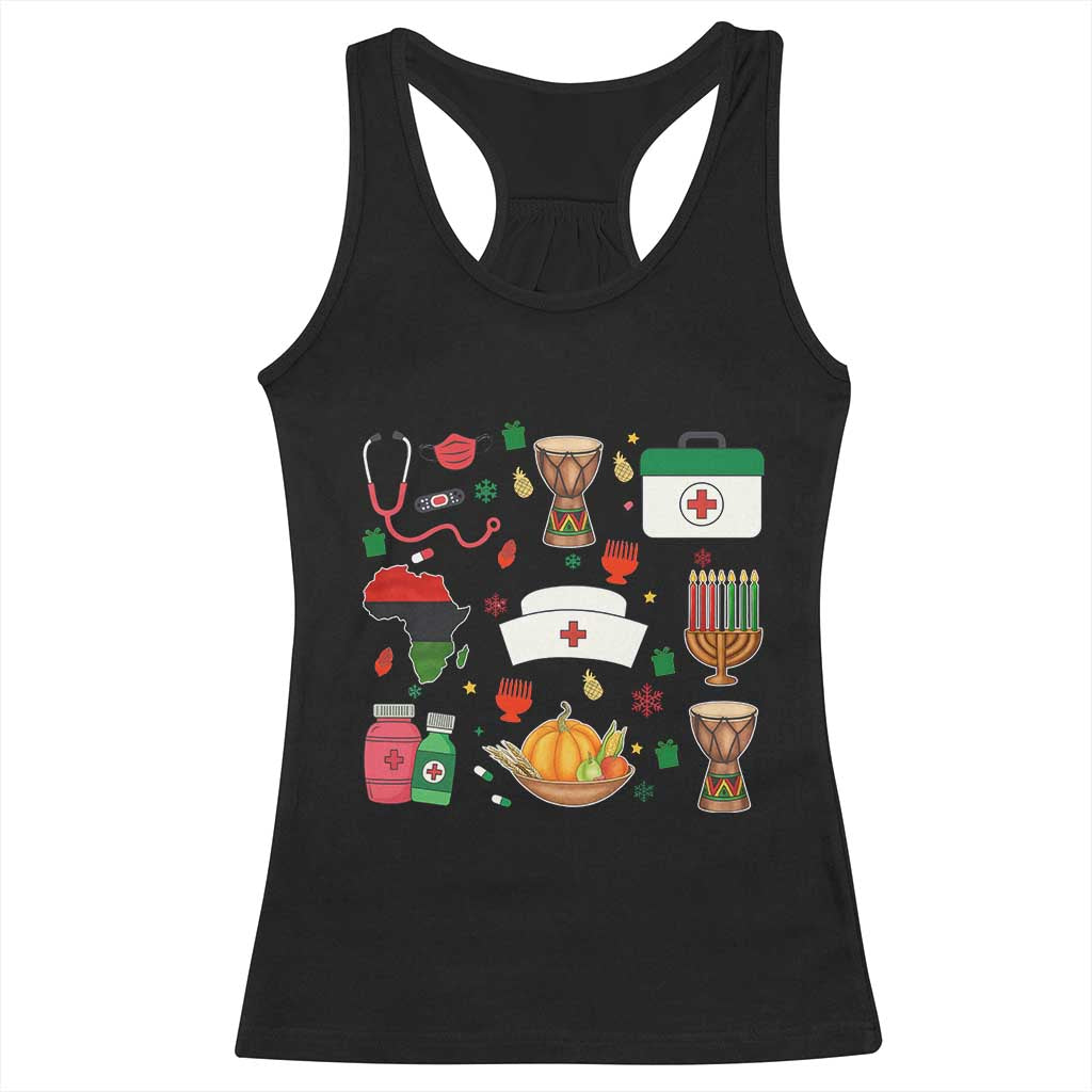 Happy Kwanzaa Nurse Pride Racerback Tank Top African Culture Holiday Gift TS12 Black Print Your Wear
