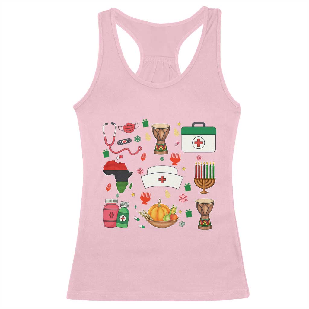 Happy Kwanzaa Nurse Pride Racerback Tank Top African Culture Holiday Gift TS12 Light Pink Print Your Wear