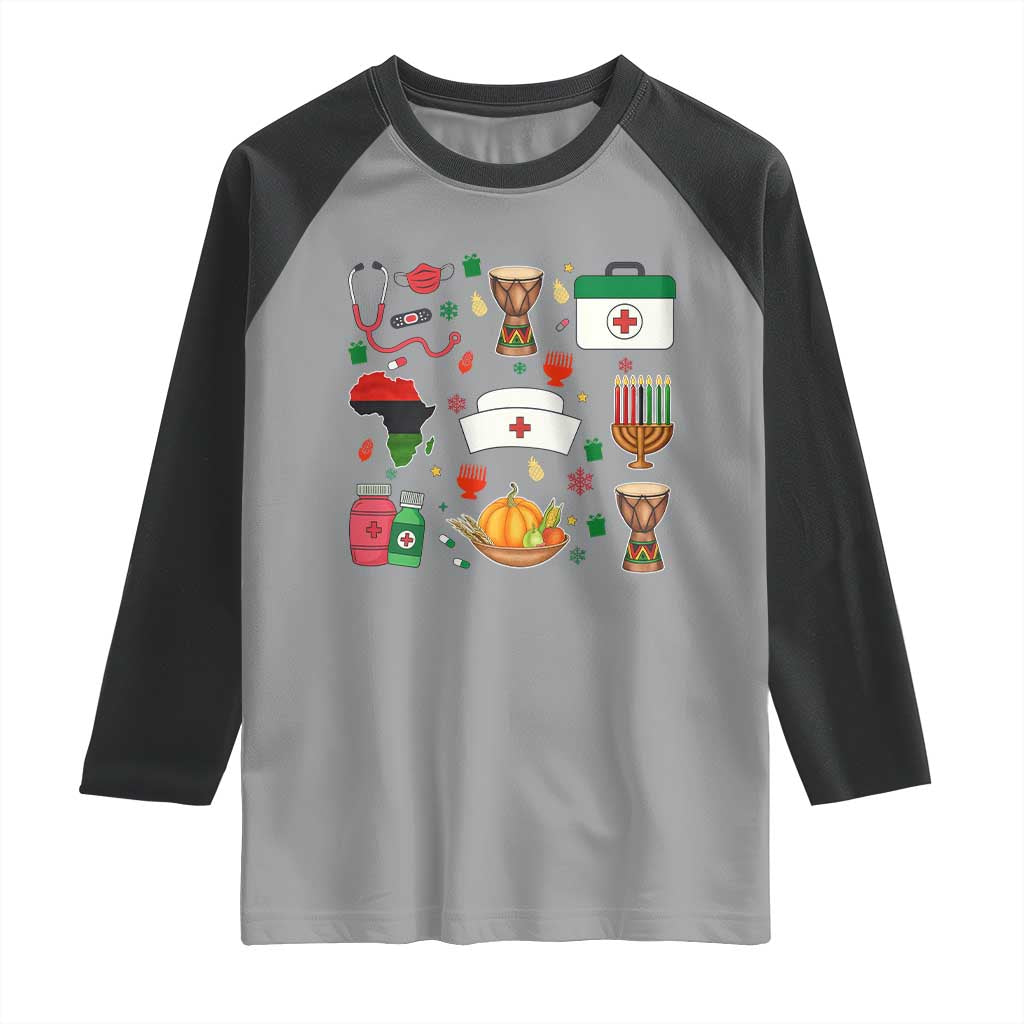 Happy Kwanzaa Nurse Pride Raglan Shirt African Culture Holiday Gift TS12 Sport Gray Black Print Your Wear
