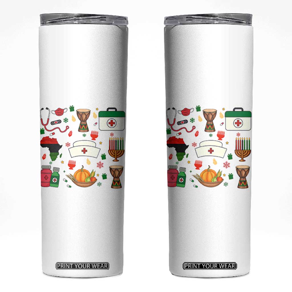 Happy Kwanzaa Nurse Pride Skinny Tumbler African Culture Holiday Gift TS12 White Print Your Wear