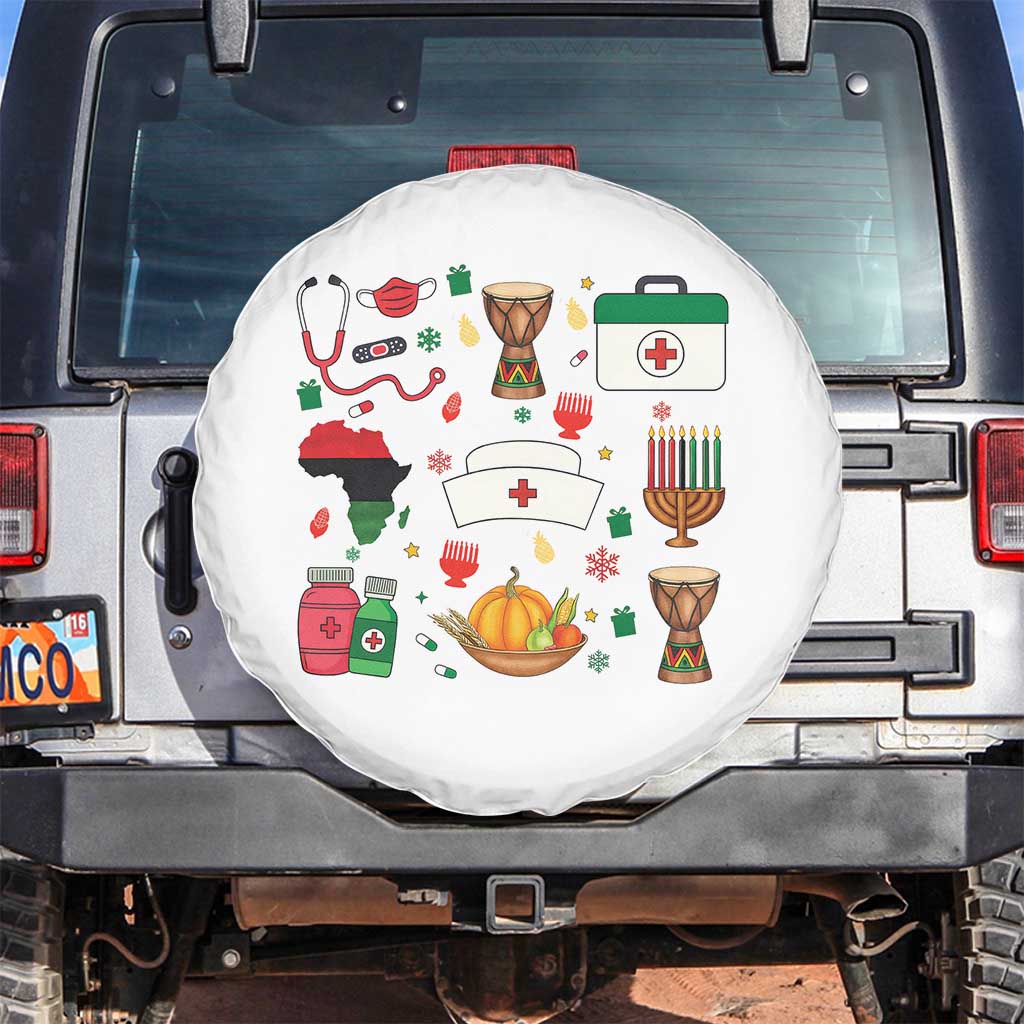 Happy Kwanzaa Nurse Pride Spare Tire Cover African Culture Holiday Gift TS12 No hole Black Print Your Wear