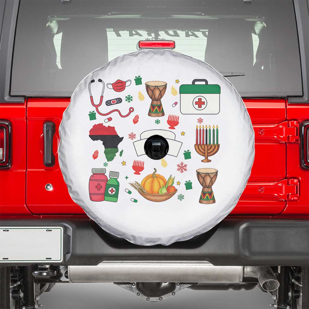 Happy Kwanzaa Nurse Pride Spare Tire Cover African Culture Holiday Gift TS12 Black Print Your Wear