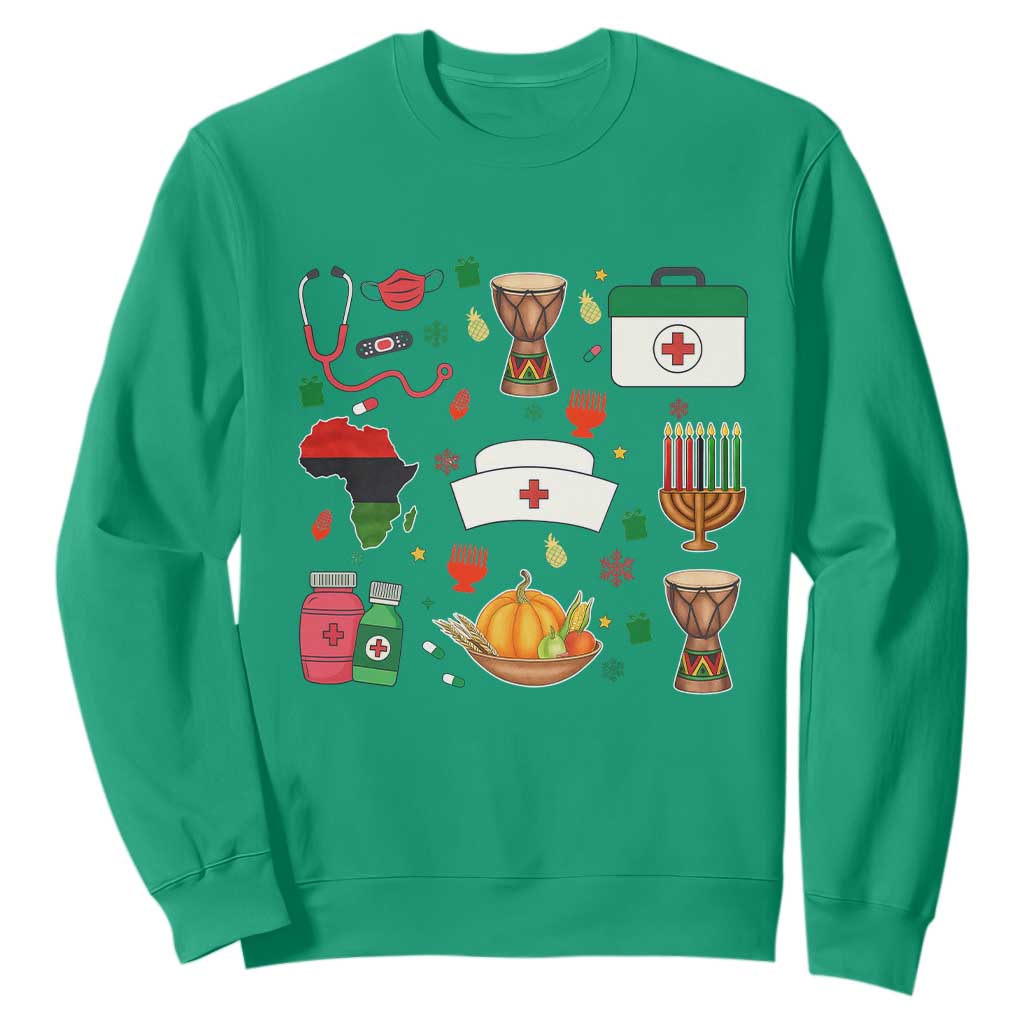 Happy Kwanzaa Nurse Pride Sweatshirt African Culture Holiday Gift TS12 Irish Green Print Your Wear