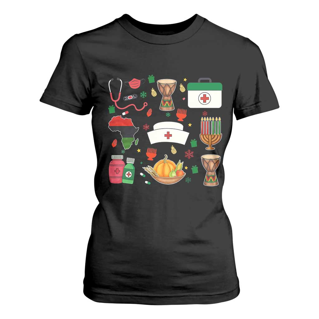 Happy Kwanzaa Nurse Pride T Shirt For Women African Culture Holiday Gift TS12 Black Print Your Wear