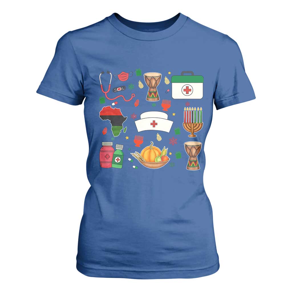 Happy Kwanzaa Nurse Pride T Shirt For Women African Culture Holiday Gift TS12 Royal Blue Print Your Wear