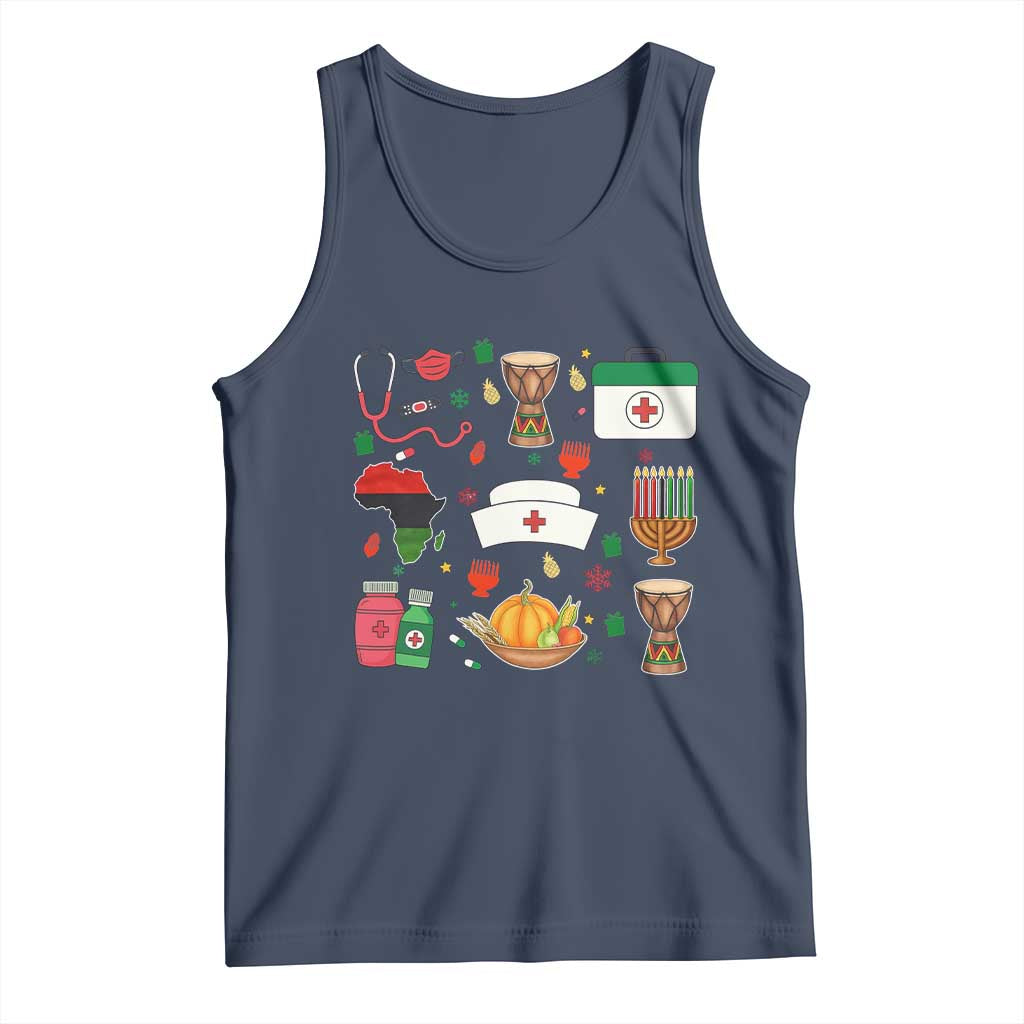 Happy Kwanzaa Nurse Pride Tank Top African Culture Holiday Gift TS12 Navy Print Your Wear