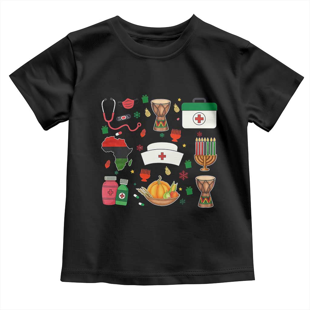 Happy Kwanzaa Nurse Pride Toddler T Shirt African Culture Holiday Gift TS12 Black Print Your Wear