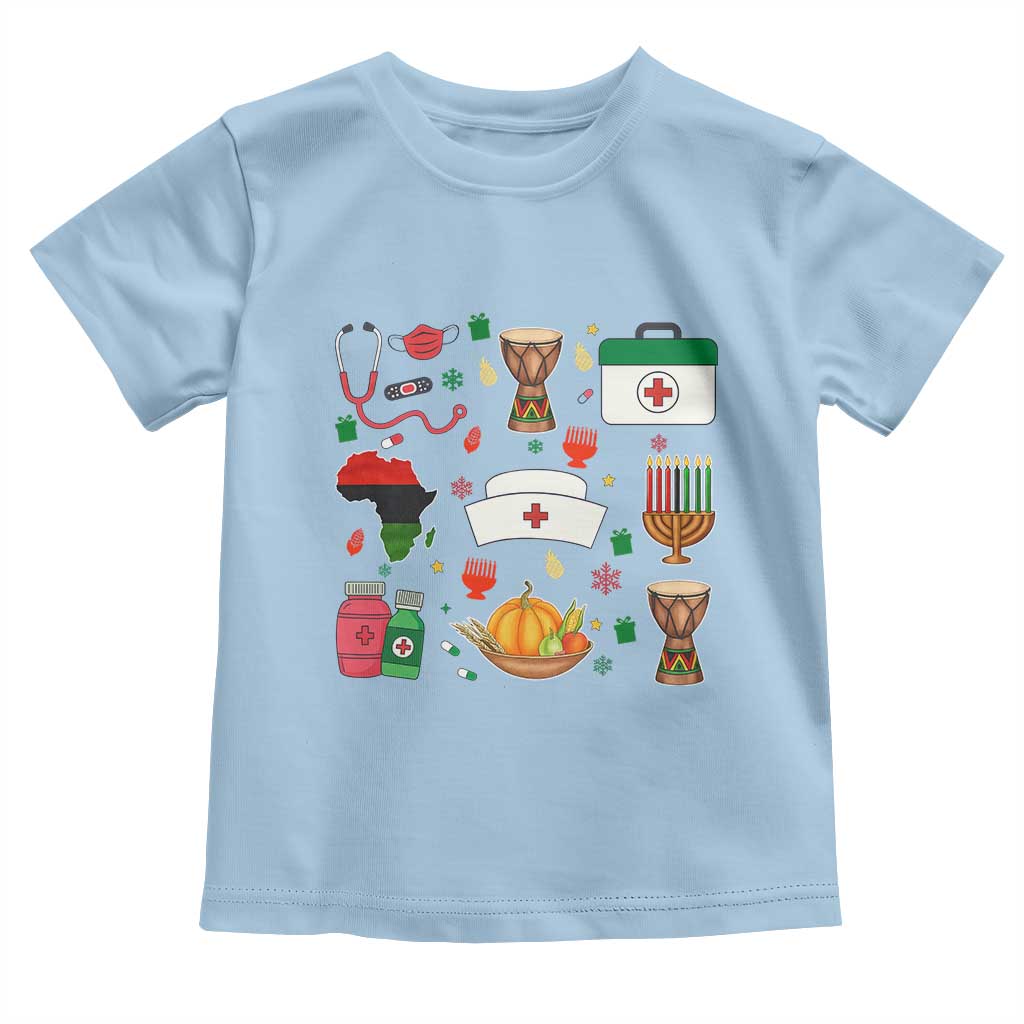 Happy Kwanzaa Nurse Pride Toddler T Shirt African Culture Holiday Gift TS12 Light Blue Print Your Wear