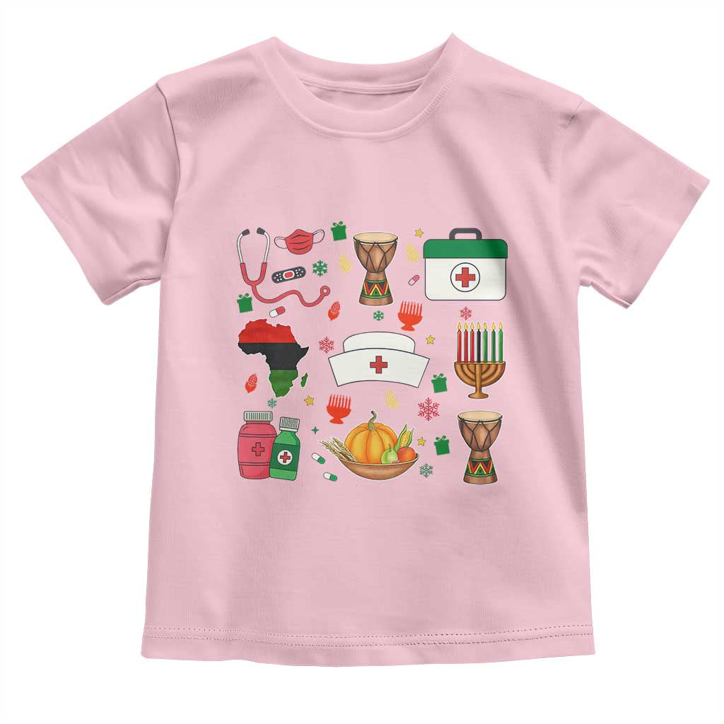 Happy Kwanzaa Nurse Pride Toddler T Shirt African Culture Holiday Gift TS12 Light Pink Print Your Wear
