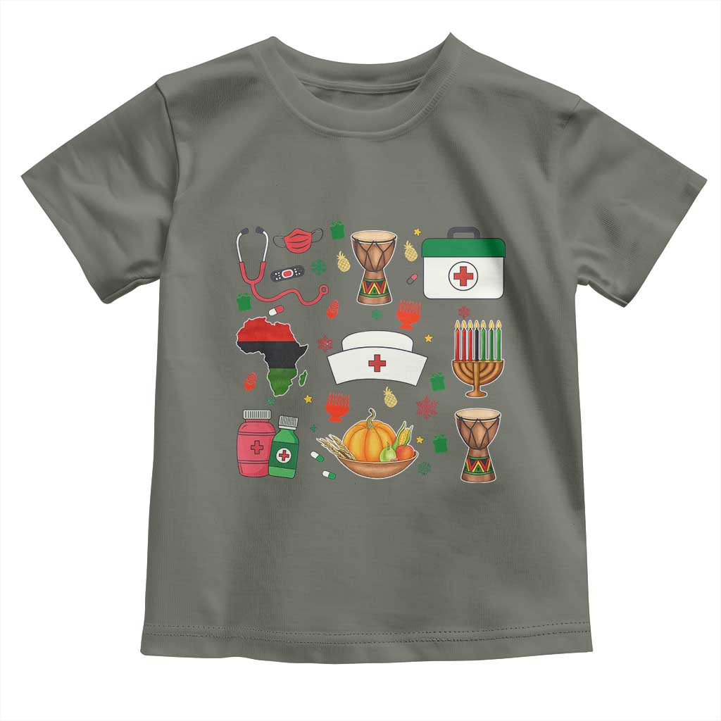 Happy Kwanzaa Nurse Pride Toddler T Shirt African Culture Holiday Gift TS12 Military Green Print Your Wear