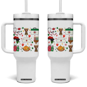Happy Kwanzaa Nurse Pride Tumbler With Handle African Culture Holiday Gift TS12 One Size: 40 oz White Print Your Wear