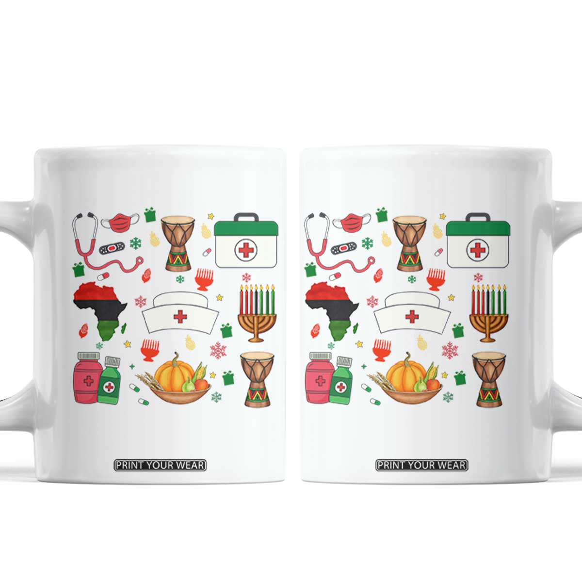 Happy Kwanzaa Nurse Pride Coffee Mug African Culture Holiday Gift TS12 White Print Your Wear