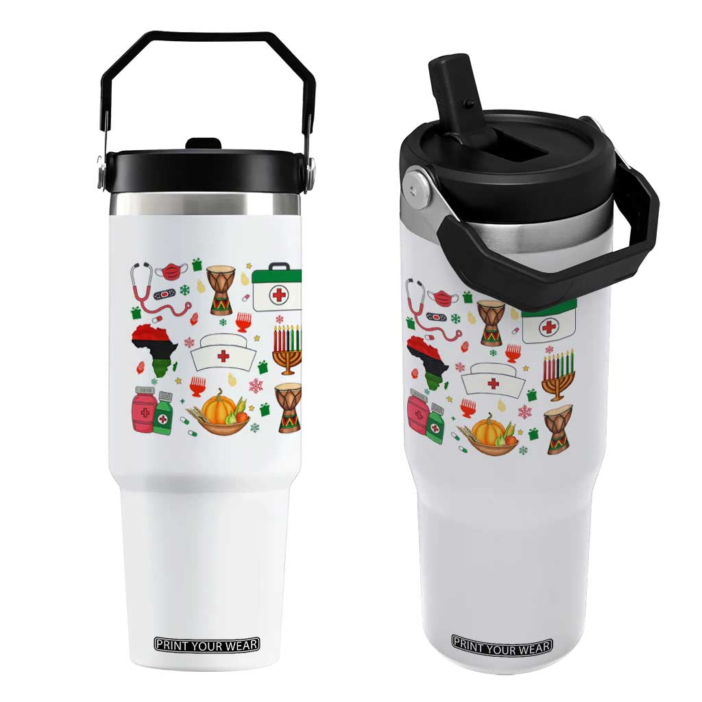 Happy Kwanzaa Nurse Pride Flip Straw Tumbler African Culture Holiday Gift TS12 One Size: 30 oz White Print Your Wear
