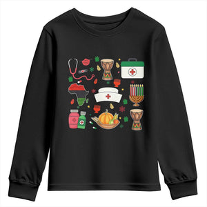 Happy Kwanzaa Nurse Pride Youth Sweatshirt African Culture Holiday Gift TS12 Black Print Your Wear