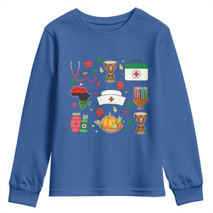 Happy Kwanzaa Nurse Pride Youth Sweatshirt African Culture Holiday Gift TS12 Royal Blue Print Your Wear