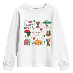 Happy Kwanzaa Nurse Pride Youth Sweatshirt African Culture Holiday Gift TS12 White Print Your Wear