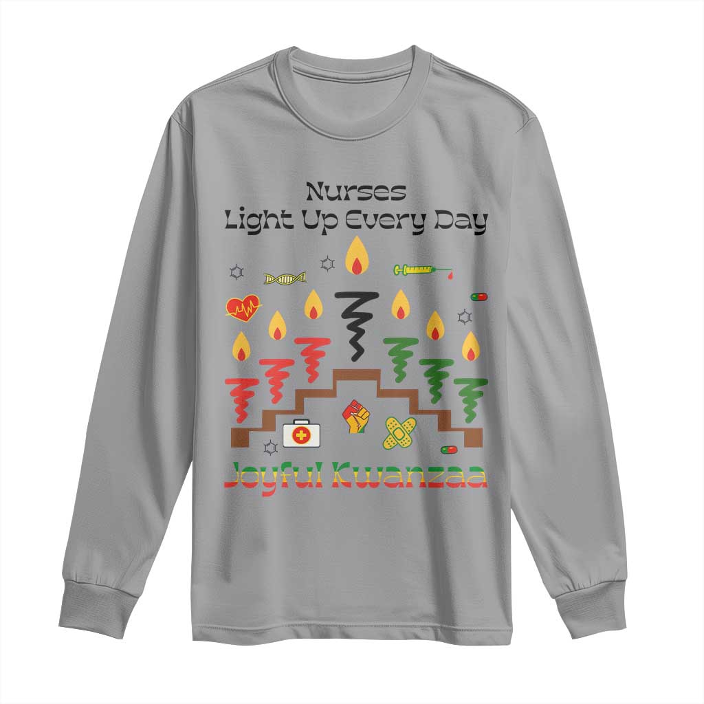 Joyful Kwanzaa Nurse Gift Long Sleeve Shirt Light Up Everyday TS12 Sport Gray Print Your Wear