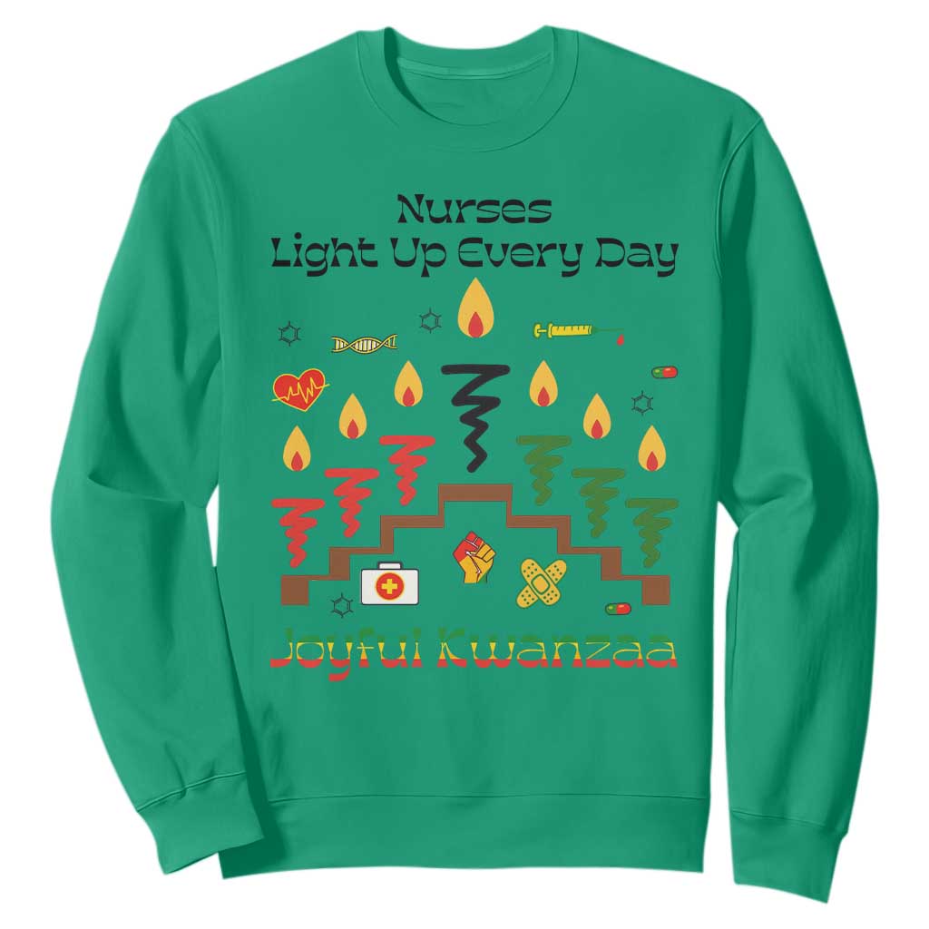 Joyful Kwanzaa Nurse Gift Sweatshirt Light Up Everyday TS12 Irish Green Print Your Wear