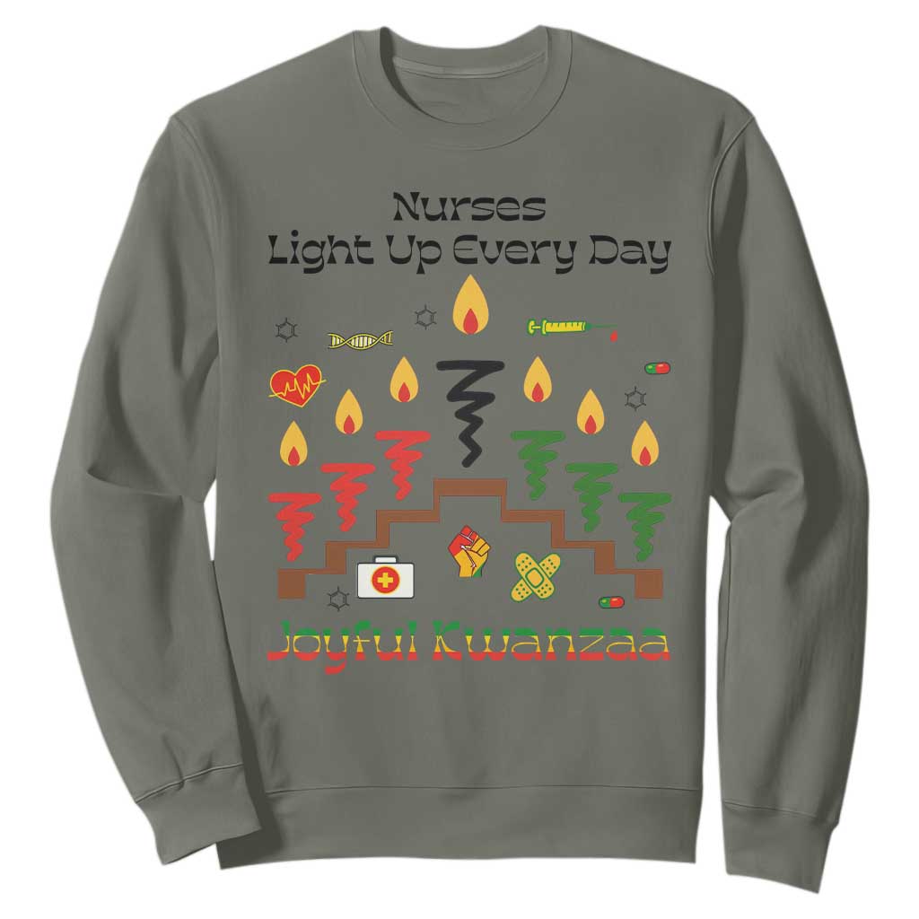 Joyful Kwanzaa Nurse Gift Sweatshirt Light Up Everyday TS12 Military Green Print Your Wear