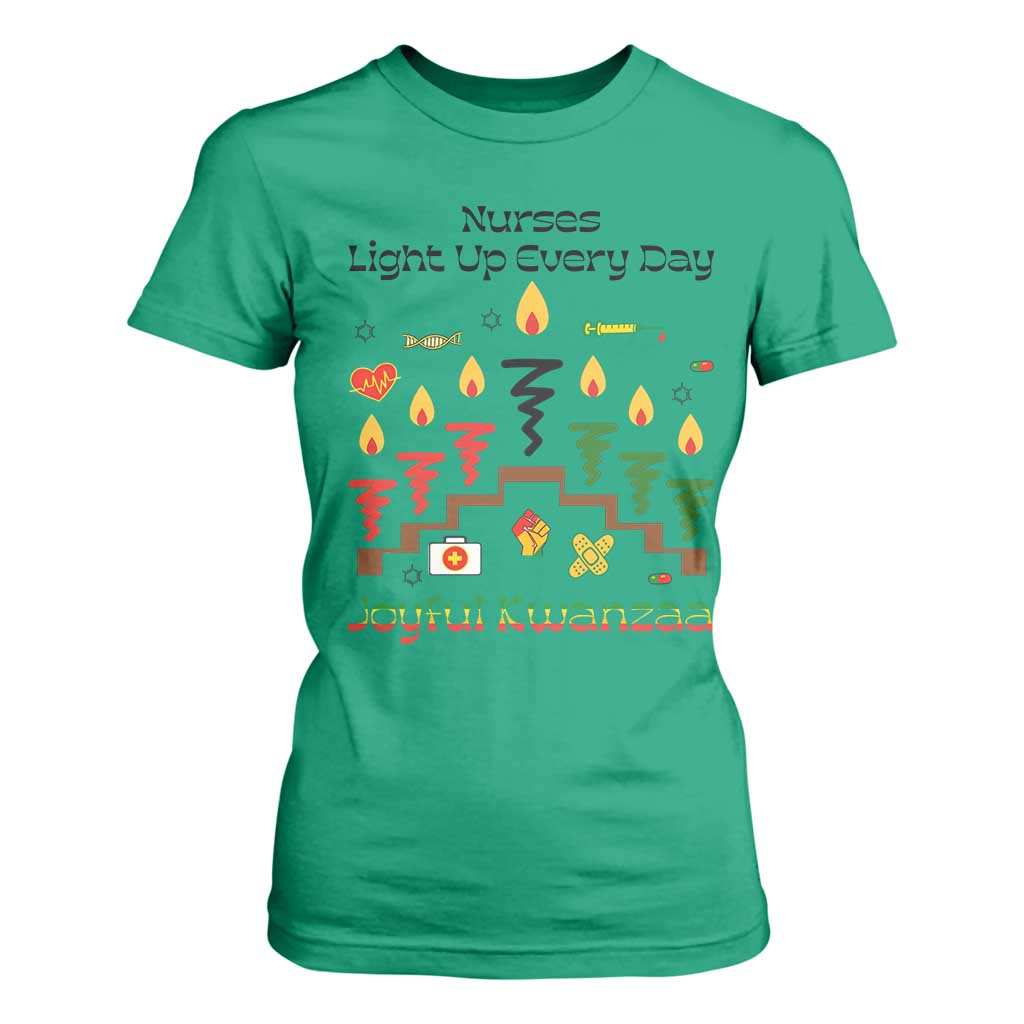 Joyful Kwanzaa Nurse Gift T Shirt For Women Light Up Everyday TS12 Irish Green Print Your Wear