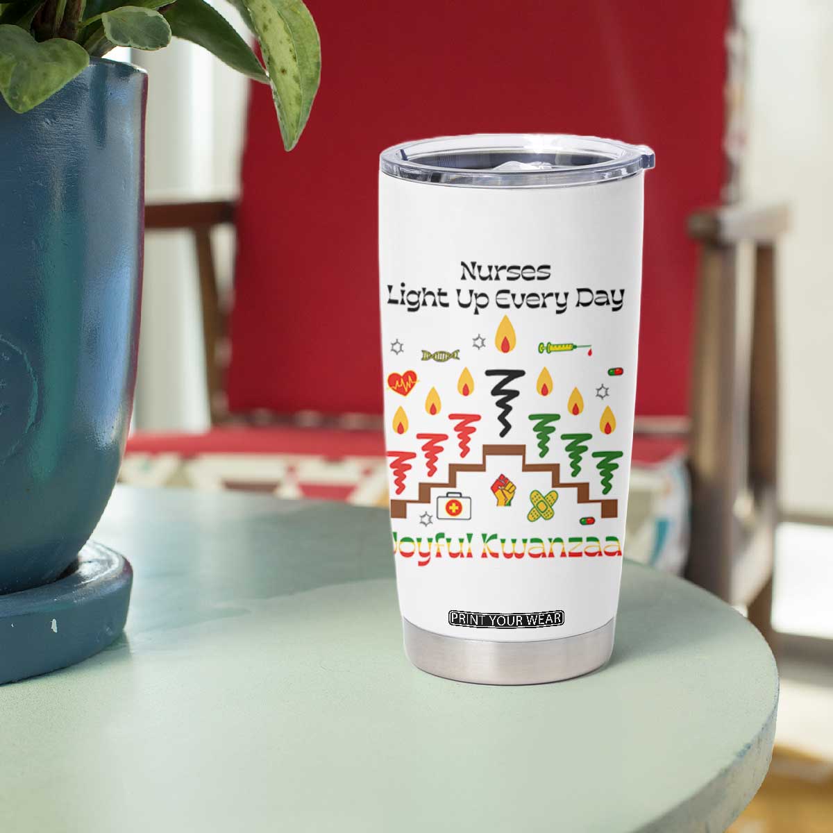 Joyful Kwanzaa Nurse Gift Tumbler Cup Light Up Everyday TS12 Print Your Wear