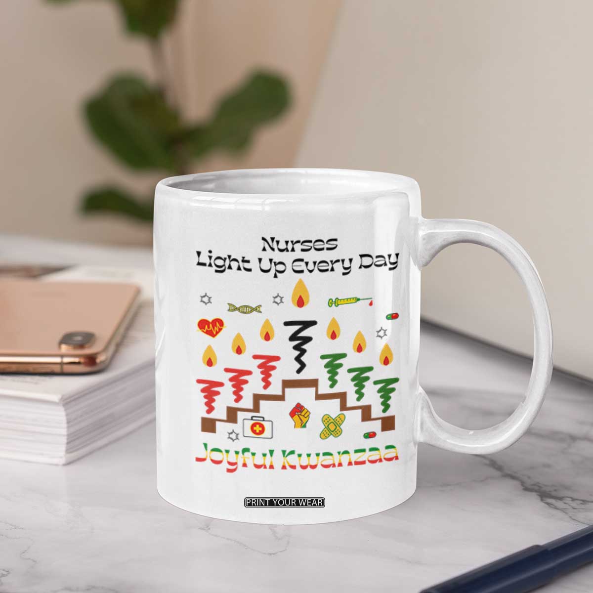 Joyful Kwanzaa Nurse Gift Coffee Mug Light Up Everyday TS12 Print Your Wear