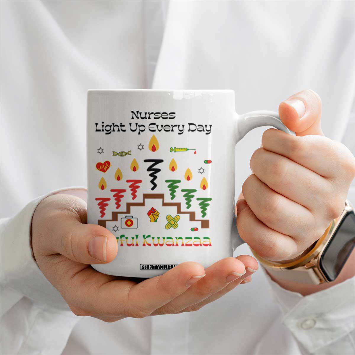 Joyful Kwanzaa Nurse Gift Coffee Mug Light Up Everyday TS12 Print Your Wear