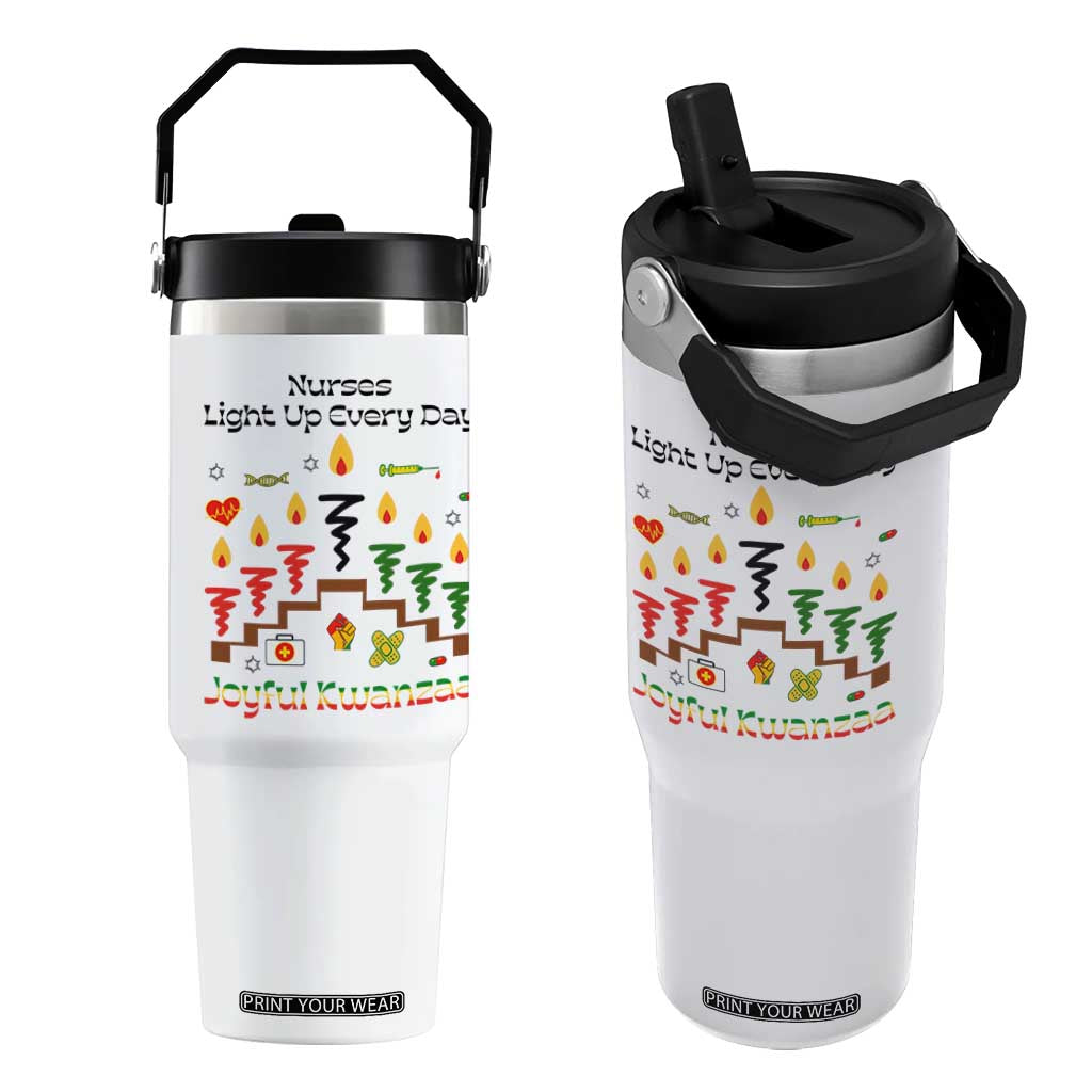 Joyful Kwanzaa Nurse Gift Flip Straw Tumbler Light Up Everyday TS12 One Size: 30 oz White Print Your Wear