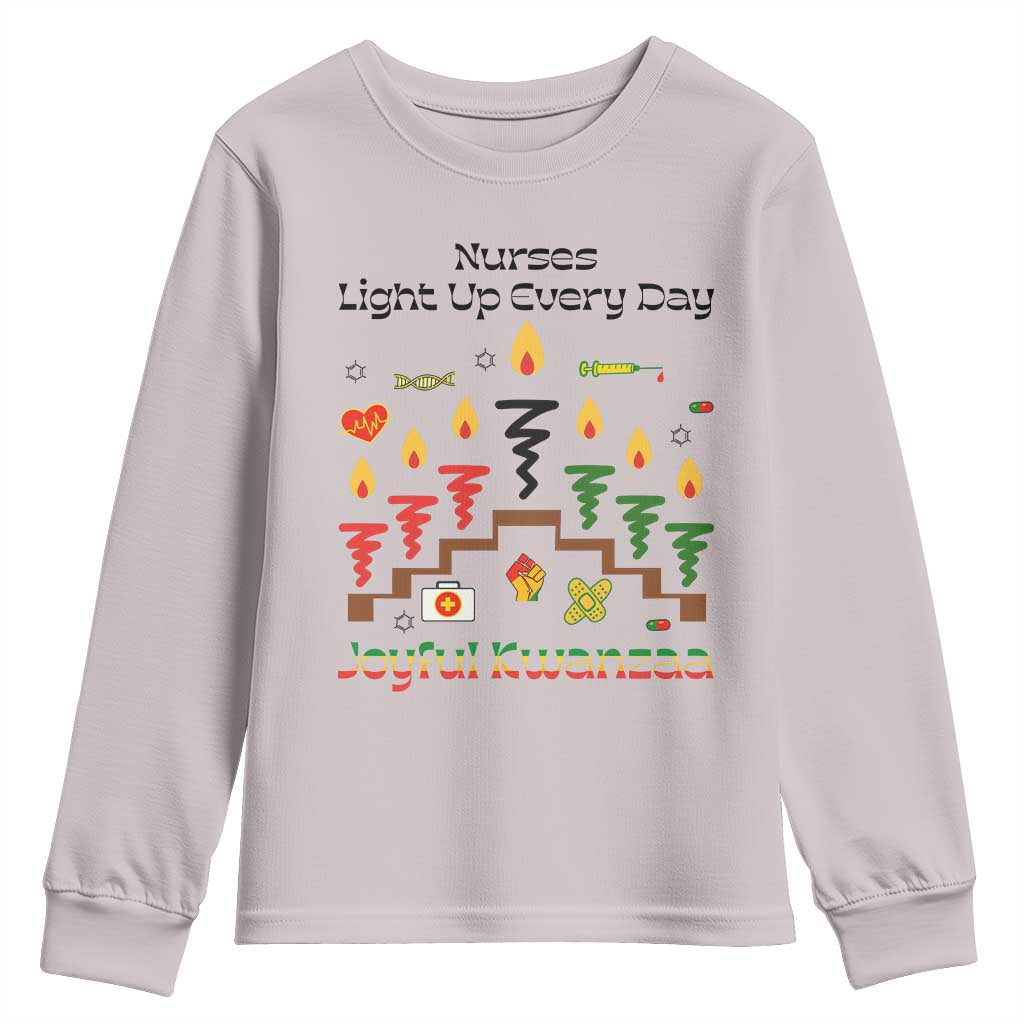 Joyful Kwanzaa Nurse Gift Youth Sweatshirt Light Up Everyday TS12 Ice Gray Print Your Wear