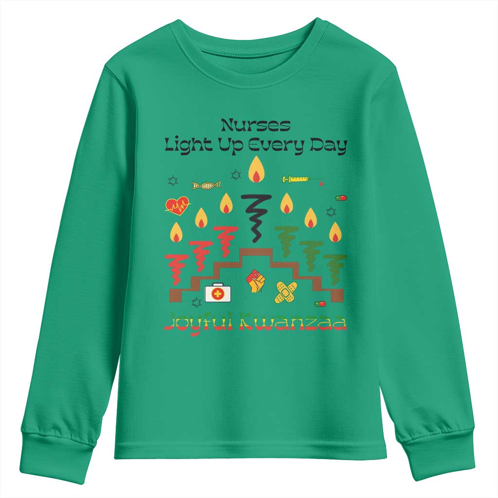 Joyful Kwanzaa Nurse Gift Youth Sweatshirt Light Up Everyday TS12 Irish Green Print Your Wear
