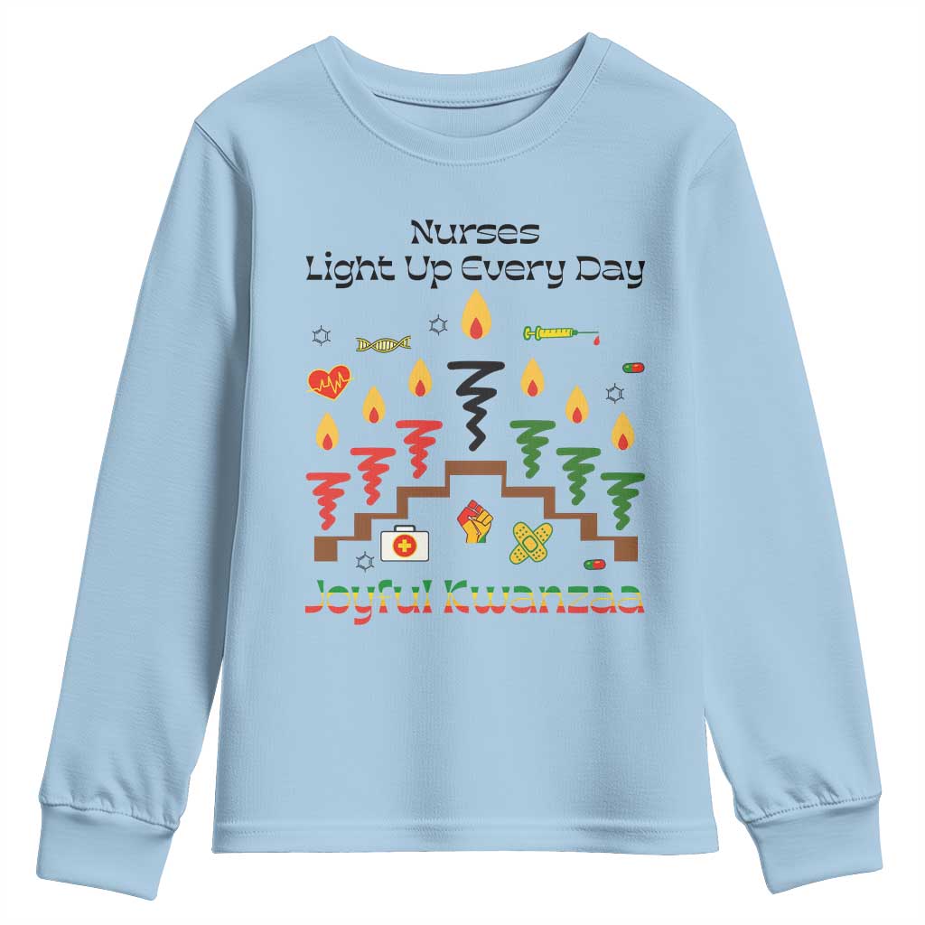 Joyful Kwanzaa Nurse Gift Youth Sweatshirt Light Up Everyday TS12 Light Blue Print Your Wear