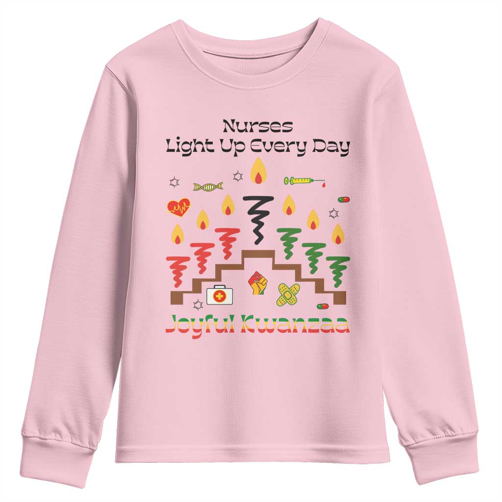 Joyful Kwanzaa Nurse Gift Youth Sweatshirt Light Up Everyday TS12 Light Pink Print Your Wear