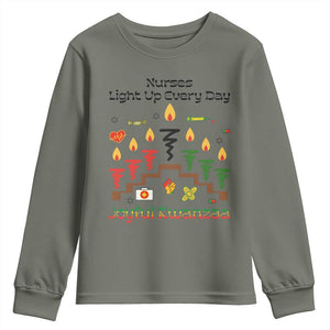 Joyful Kwanzaa Nurse Gift Youth Sweatshirt Light Up Everyday TS12 Military Green Print Your Wear