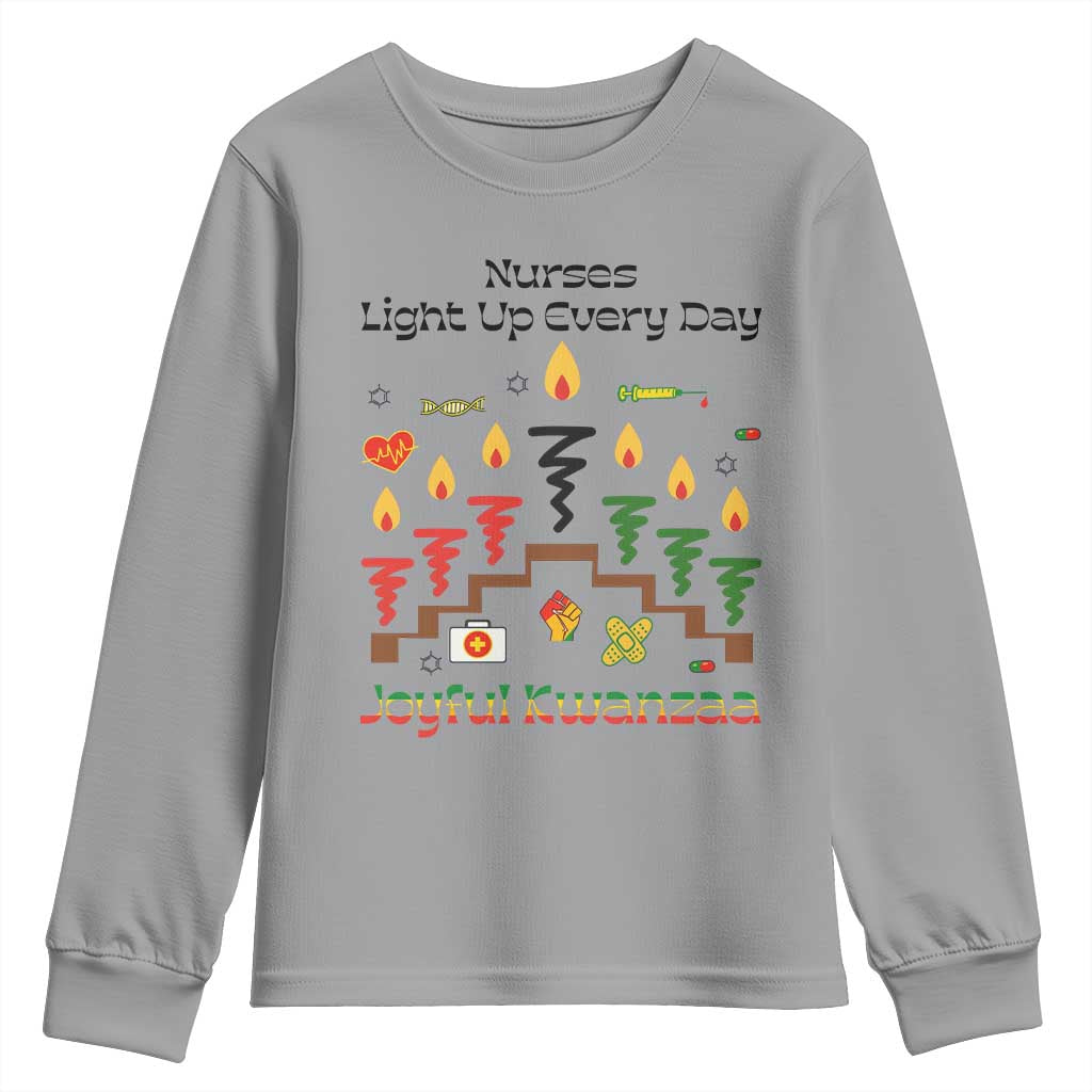 Joyful Kwanzaa Nurse Gift Youth Sweatshirt Light Up Everyday TS12 Sport Gray Print Your Wear