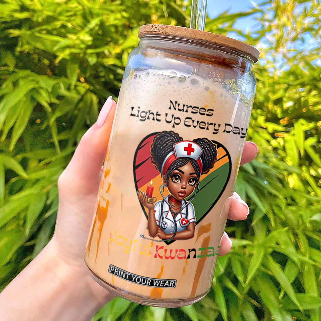 Nurses Light Up Everyday Glass Can Joyful Kwanzaa Celebration Gift TS12 White Print Your Wear